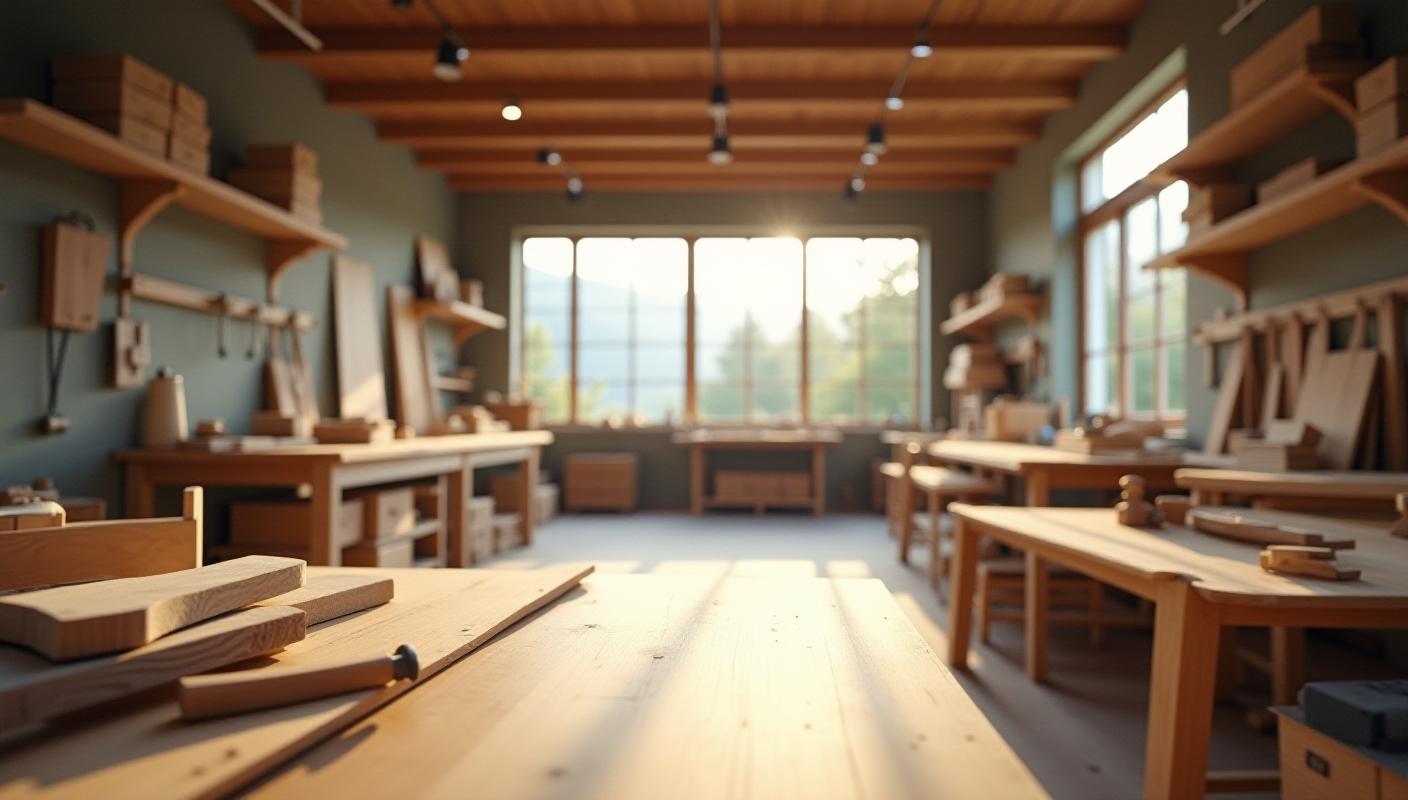Vue immersive d’un atelier de menuiserie moderne à Annecy